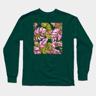 Tropical Leaves Camouflage Of Banana and Monstera 8 Long Sleeve T-Shirt